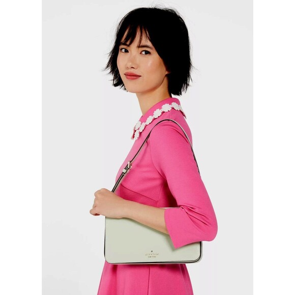 New Kate Spade Staci Flap Shoulder Bag Saffiano Leather Light Olive - Picture 2 of 5